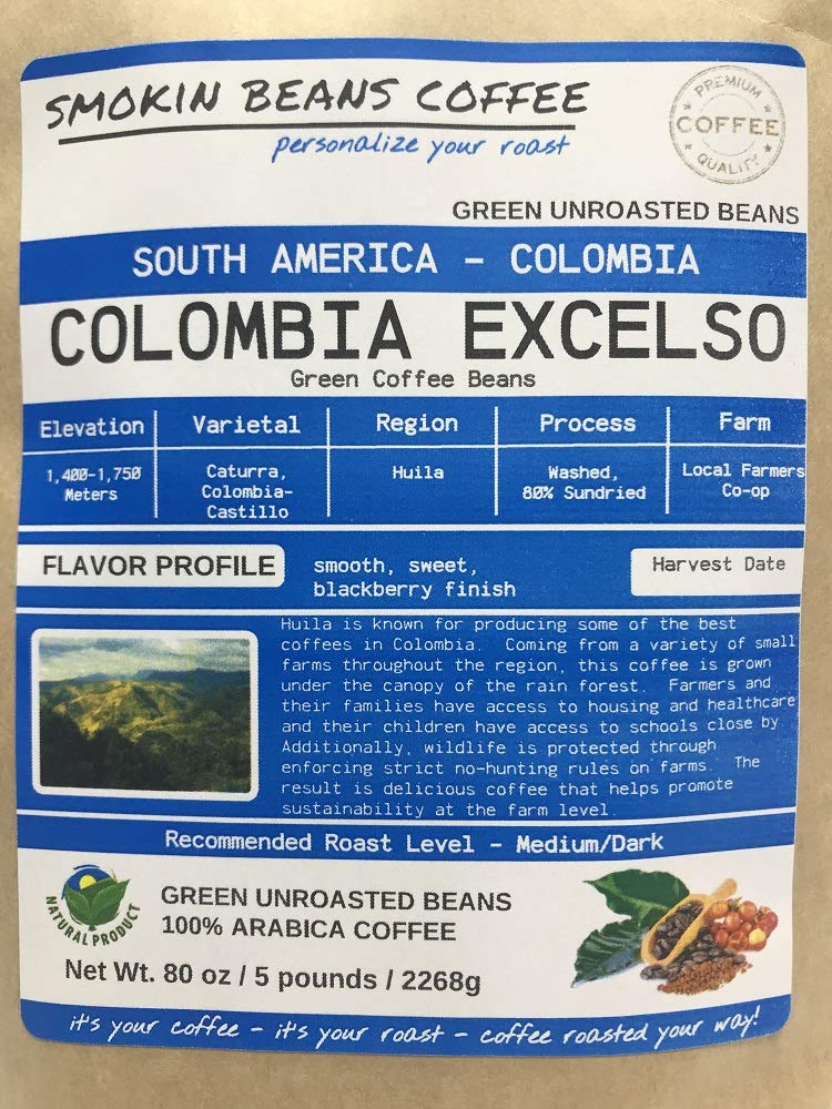Smokin Beans Unroasted Green Coffee Beans, 5-Pound Fresh Current Crop, Specialty Grade, Roast at Home