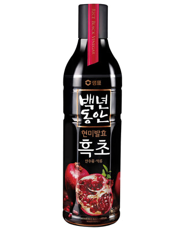 Sempio Black Rice Vinegar Drink Pomegranate - Naturally Fermented Brown Rice Vinegar Concentrate, No Added Sugar, Vegan, Mix for