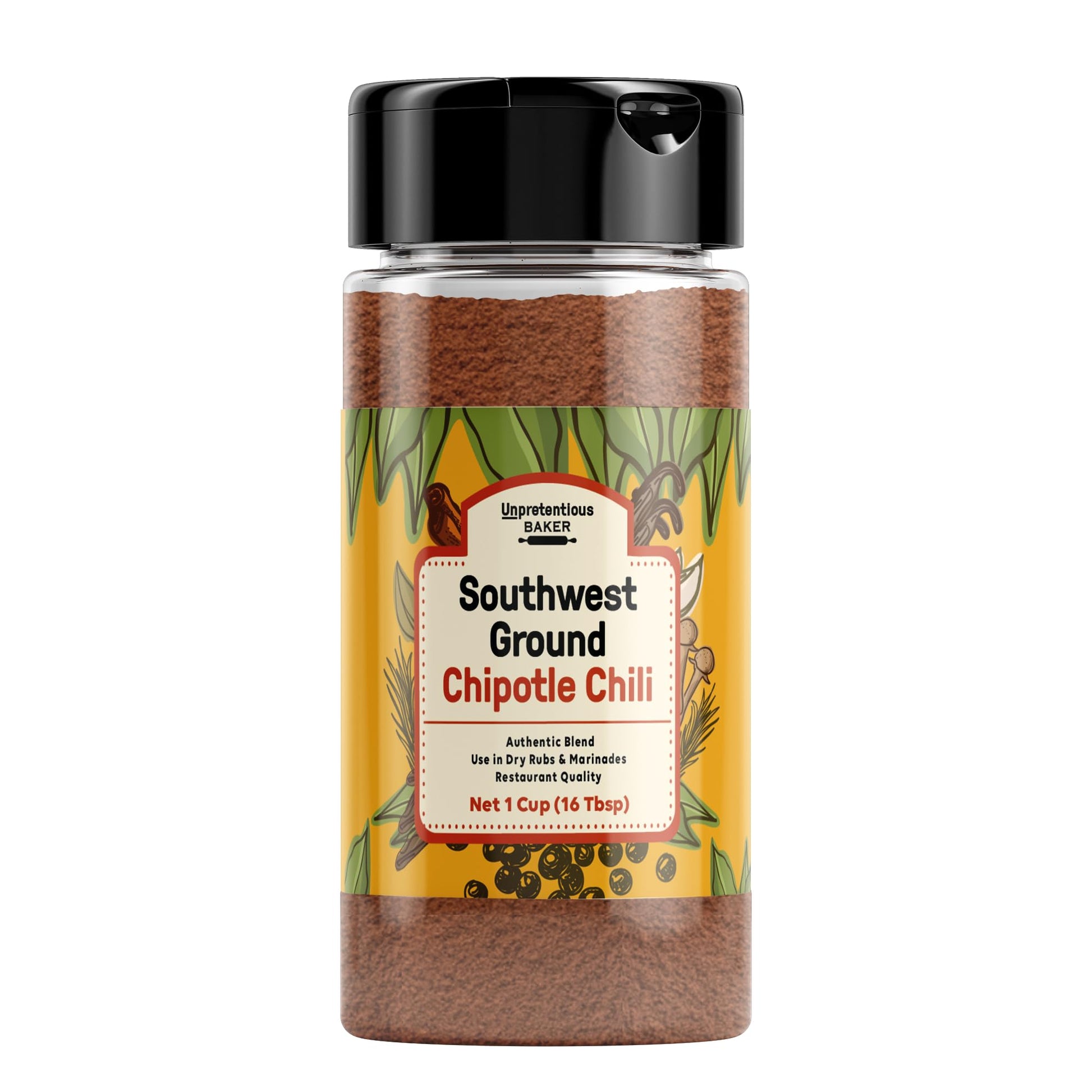 Unpretentious Southwest Ground Chipotle Chile (1 Cup), Tex-Mex, Use For Dry Rubs & Marinades, Rich Full Flavor