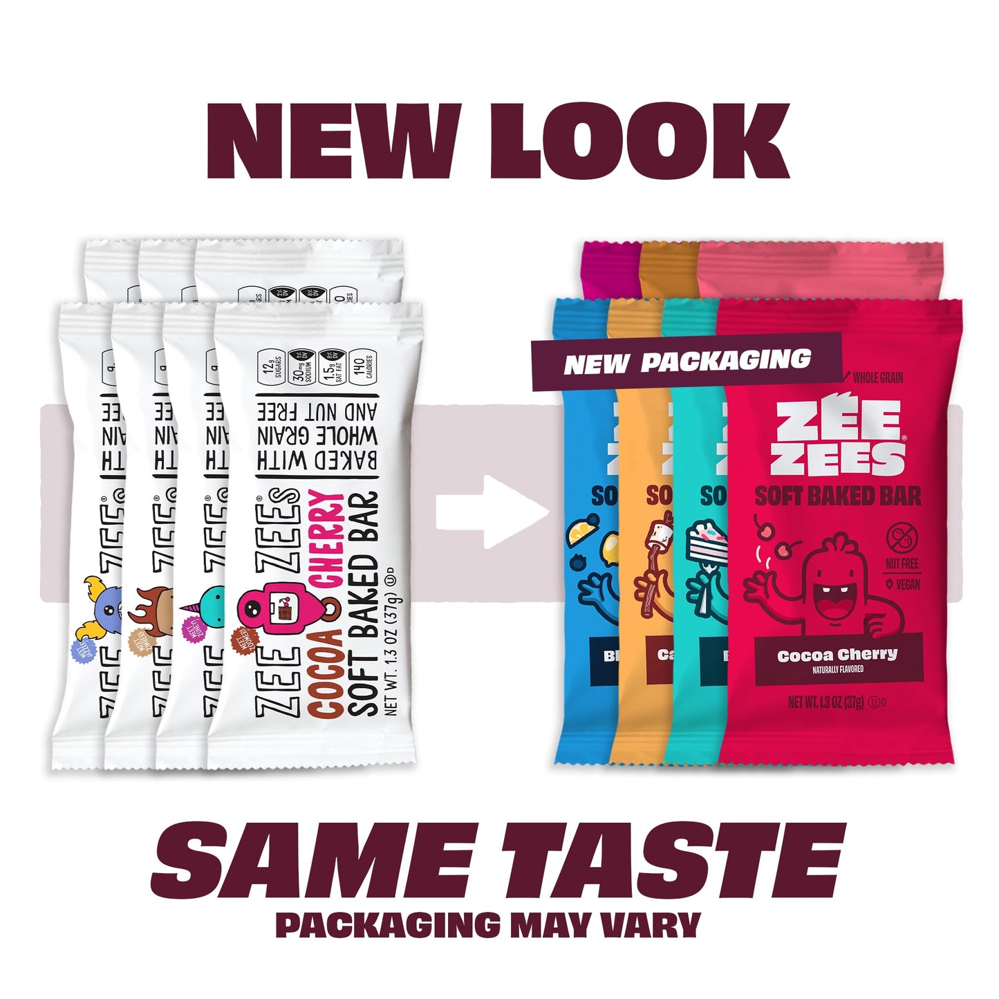 Zee Zees Cocoa Cherry Soft Baked Snack Bars, 1.3 oz, 30 pack, Nut Free, Whole Grain, Safe for School, On-The-Go, Kosher, Allergy