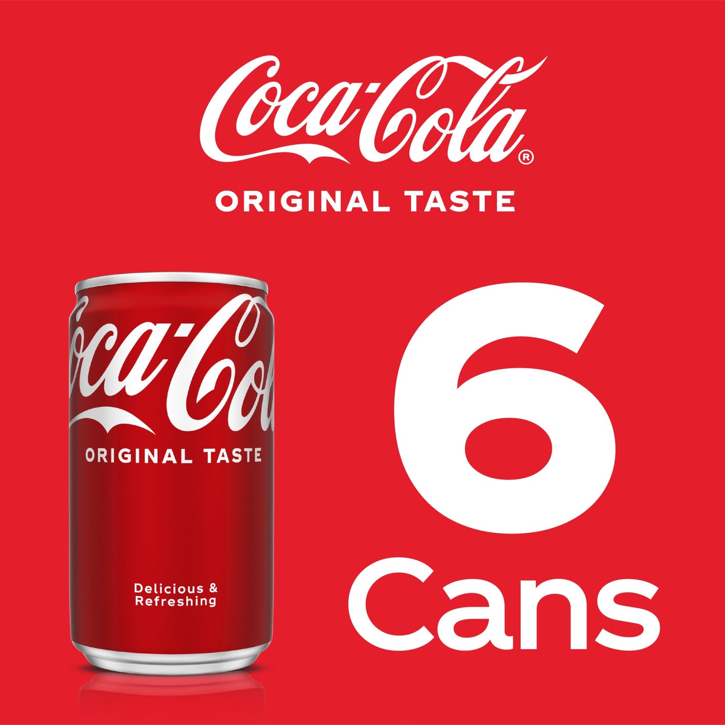 Coca-Cola Soda Soft Drinks, Classic Cola Mini Cans, 7.5 fl oz, 6 Pack, Rich Brown