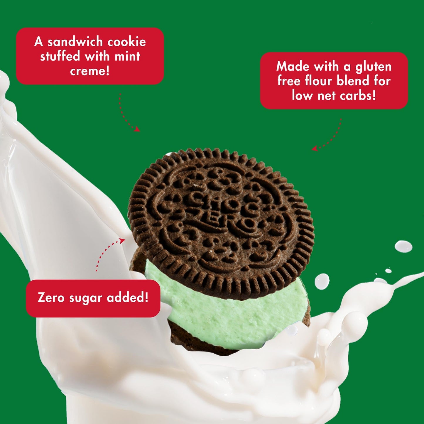Choczero Mint Creme Chocolate Sandwich Cookies, Gluten Free, No Added Sugar, High In Fiber, Keto Friendly Dunkies (1 Box, 9Oz)