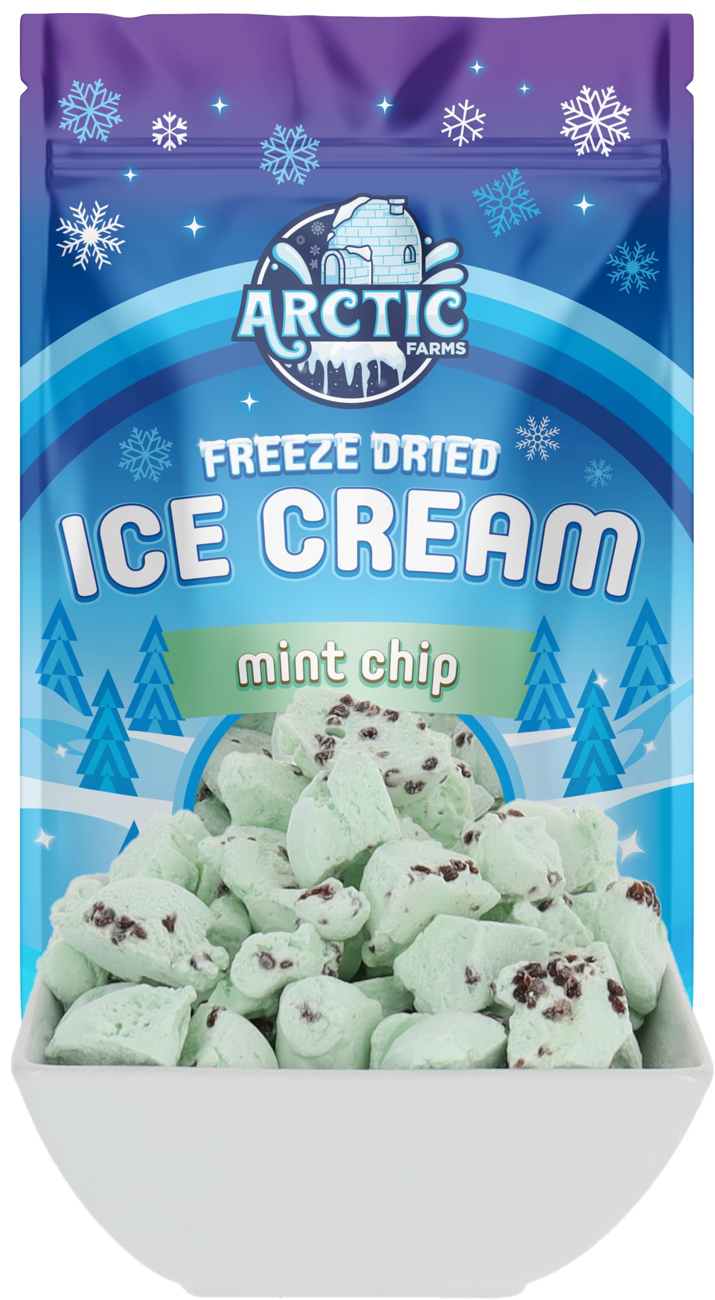 Arctic Farms Freeze Dried Ice Cream Bits Bagged And Boxed - Does Not Melt (Mint Chocolate Chip, 2.5Oz)