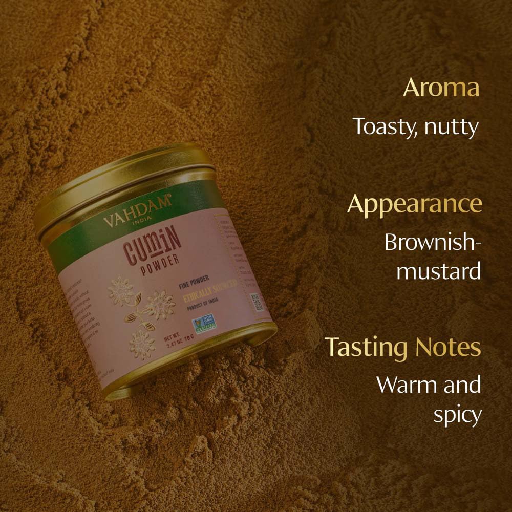 Vahdam, Cumin Powder (2.47Oz/70G) 100% Raw Whole Cumin Ground (Cuminum Cyminum L.) Adds Flavor And Taste | Direct From Source