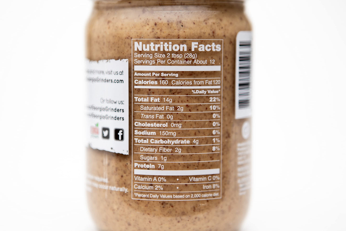 Georgia Grinders Crunchy Peanut Butter, No Sugar Added, Gluten-Free, Vegan, 12 Ounce