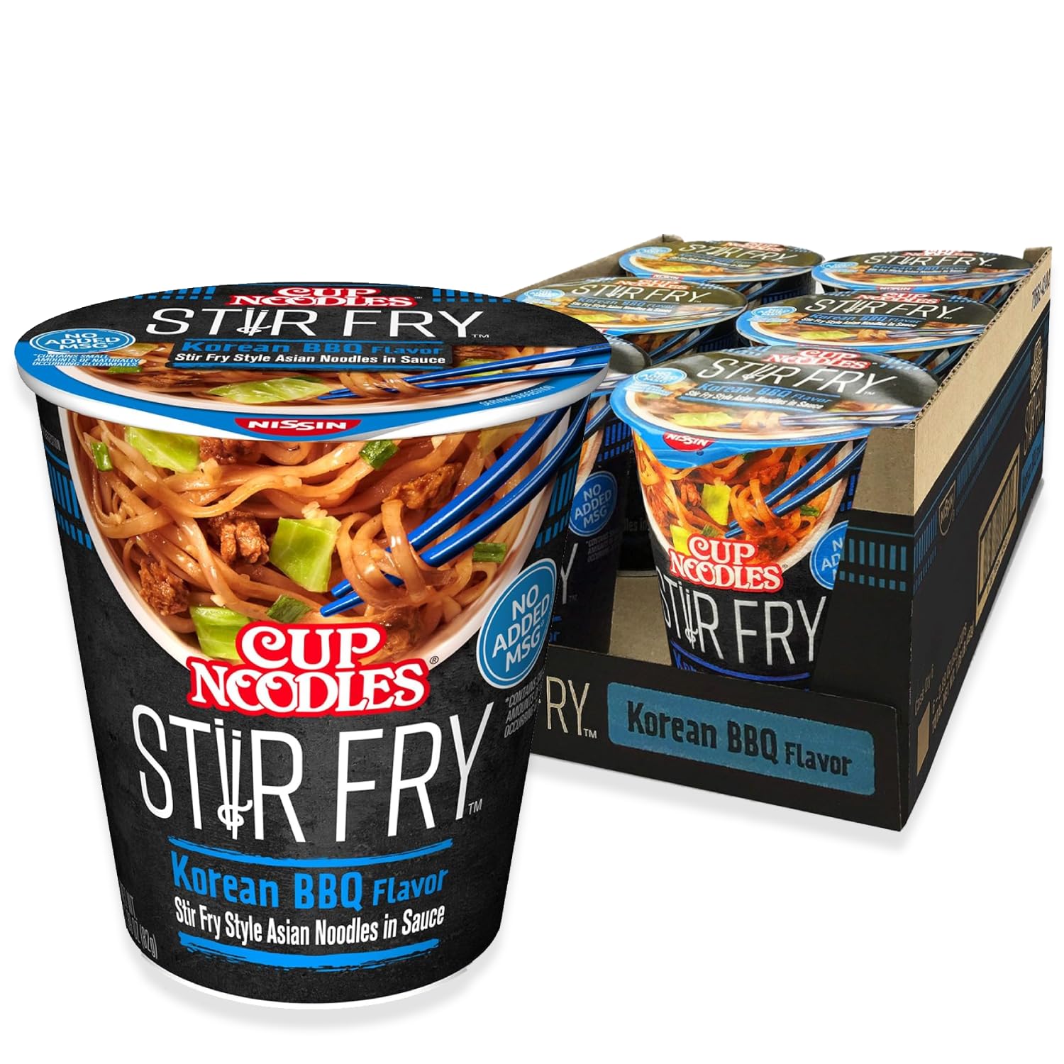 Nissin Cup Noodles Stir Fry Noodles In Sauce, Korean Bbq, 2.89 Ounce (Pack Of 6)