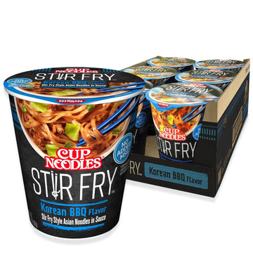 Nissin Cup Noodles Stir Fry Noodles In Sauce, Korean Bbq, 2.89 Ounce (Pack Of 6)