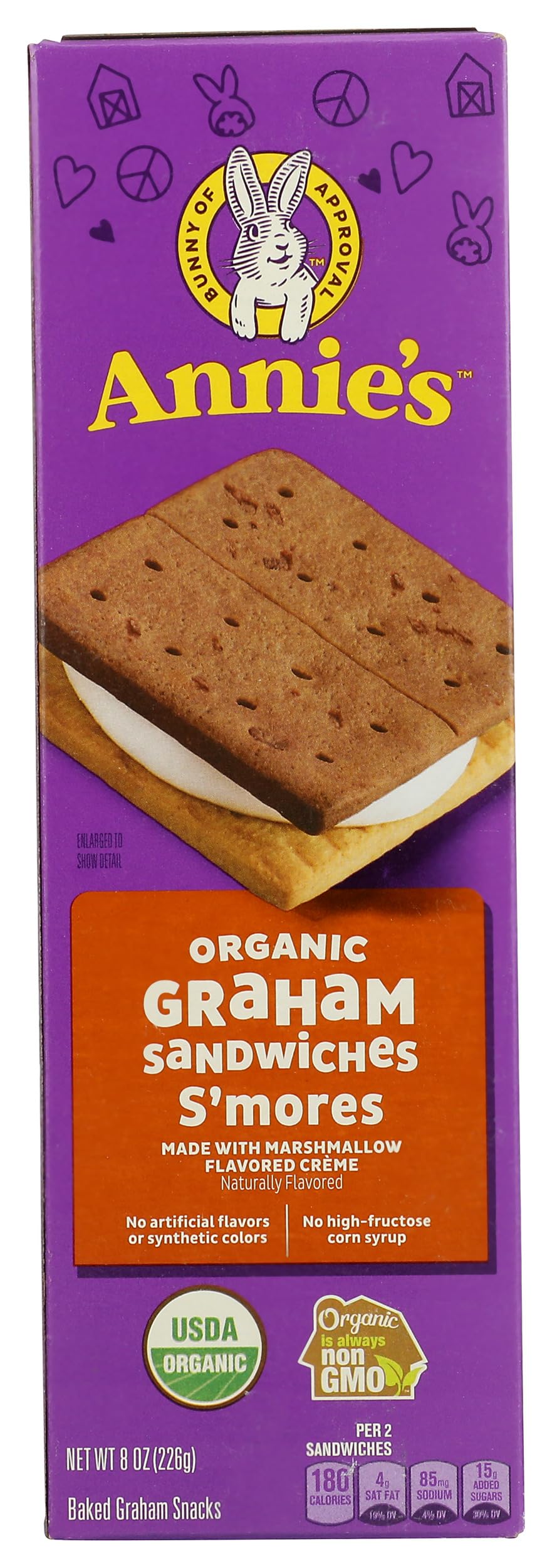 AnnieS Organic Graham Sandwich Cookies, SMores, 12 Count, 8 Oz