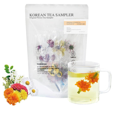 Kkokdam Flower Tea Set Sampler - Loose Leaf Tea, Fancy Tea Variety Pack, Blooming Tea Flowers, Korean Tea Sets, Unique Tea Gifts