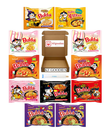 Samyang Buldak Hot Spicy Chicken Ramen Noodle Korean Stir-Fried Ramen (11, 2 Cream Carbonara, 2 Habanero Lime, 2 Tom Yum, 1 Carb