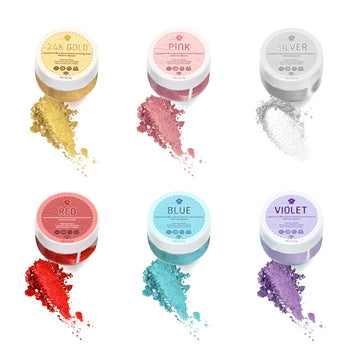 Edible Luster Dust,6 Colors Cake Dust Set Metallic Shimmer Valentine's Day Food Grade Coloring Powder for Easter Egg, Cake Decor