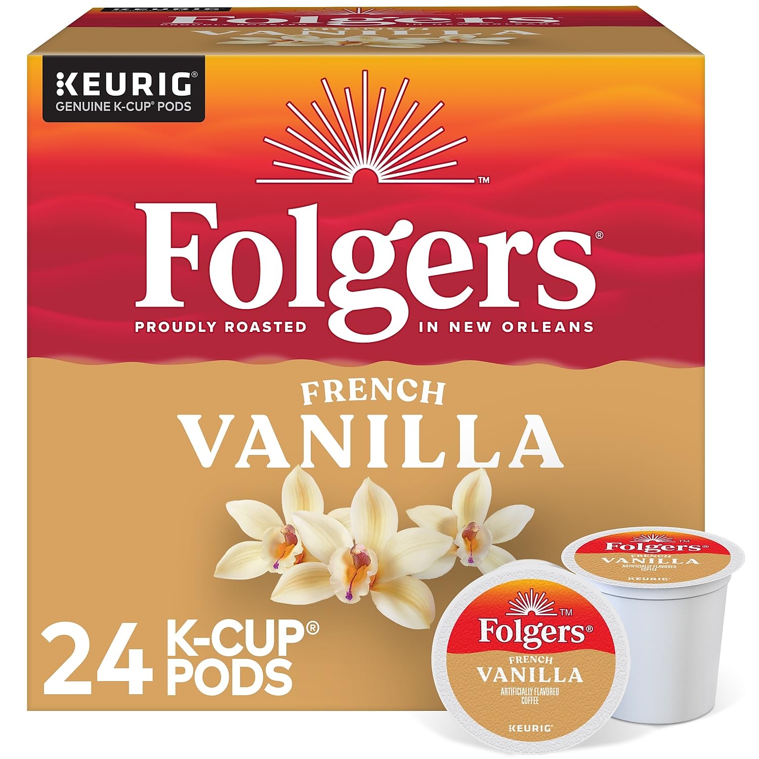 Folgers Gourmet Selections Single Cup Coffee for Keurig, Vanilla Biscotti, 24 Count, Model 61-22514
