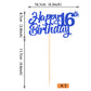 YCTHUNFISH Happy 16th Birthday Cake Topper, Glitter Decoration, Small Size, Blue