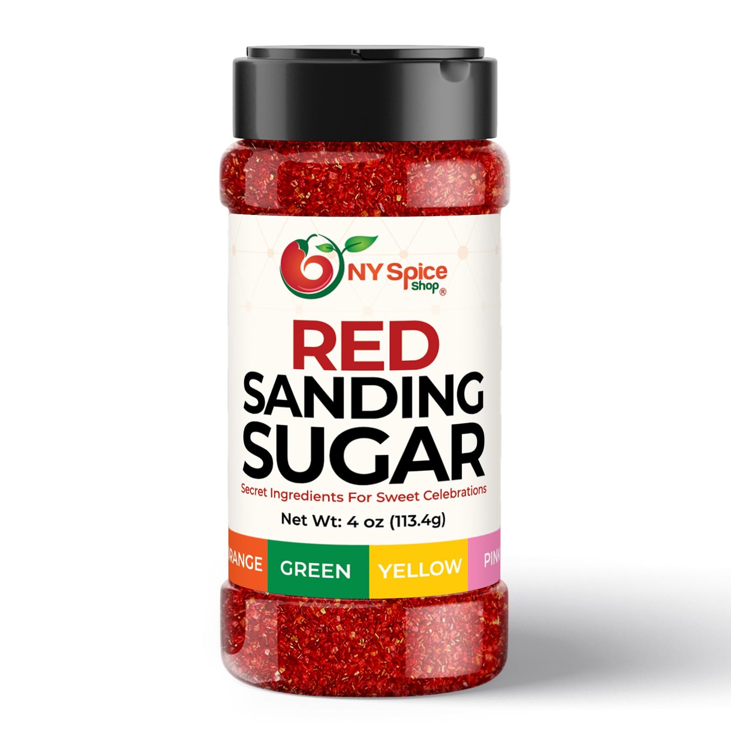 NY Spice Shop Red Sanding Sugar Edible Sprinkles 4 Ounce for Cake Decorating and Candy Dish