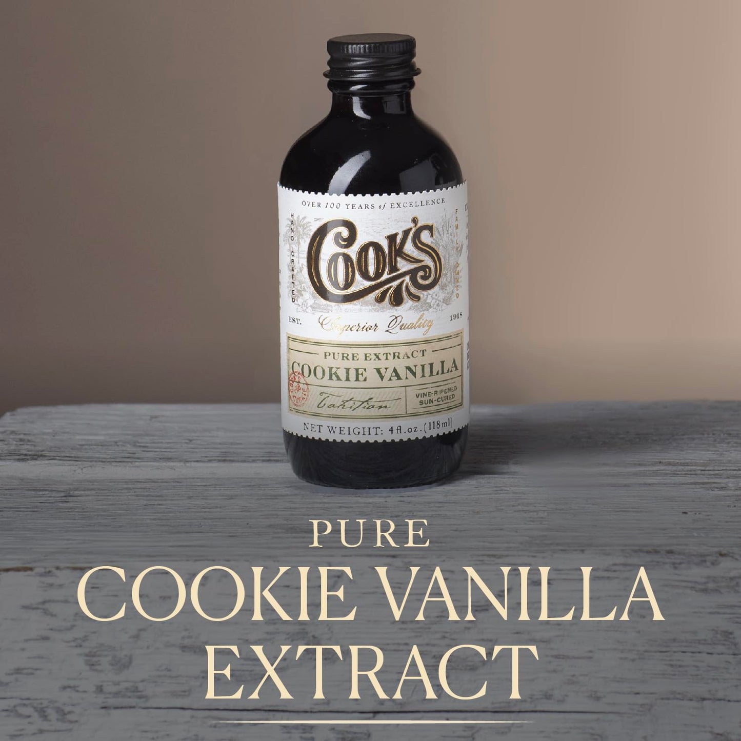 Cook'S, Pure Cookie Vanilla Extract, Floral Vanilla Extract For Cakes, Cookies, Pastries, Ice Creams, 32 Oz