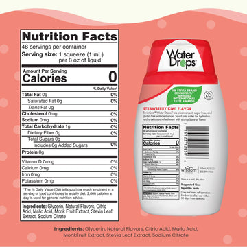 Sweetleaf Water Drops, Strawberry Kiwi - Sugar-Free Water Enhancer Drops, Stevia & Monk Fruit Sweetener Water Flavoring, 1.62 Oz