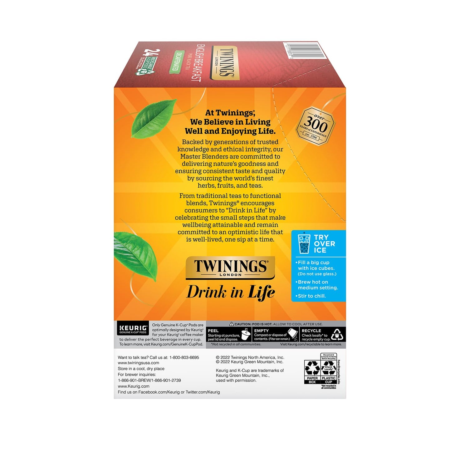 Twinings English Breakfast Decaf Tea K-Cups, 24 Count (Pack of 4), Red, Model TWI-007