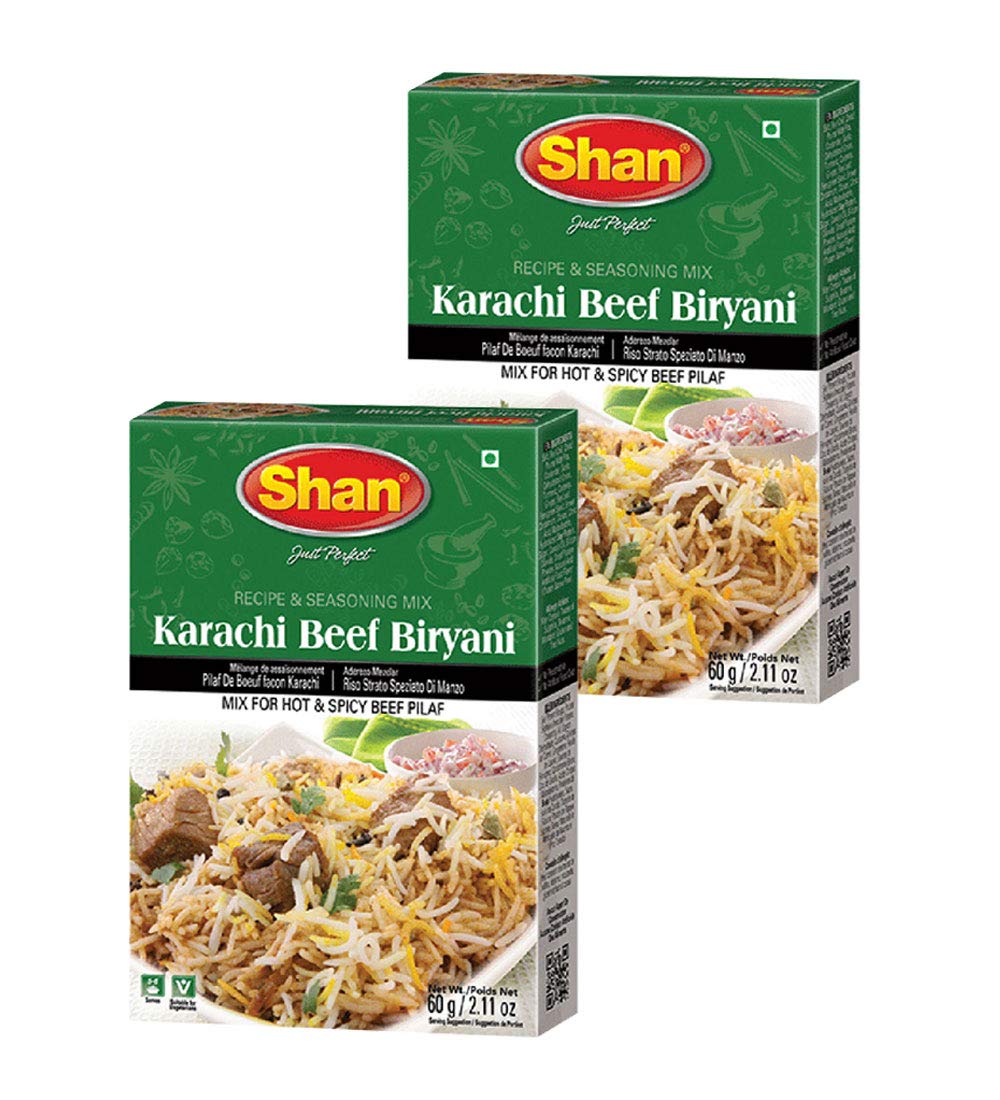 Shan Biryani Masala Mix - Authentic Beef Spice Mix, Hot & Spicy, 2.11 oz (Pack of 2)