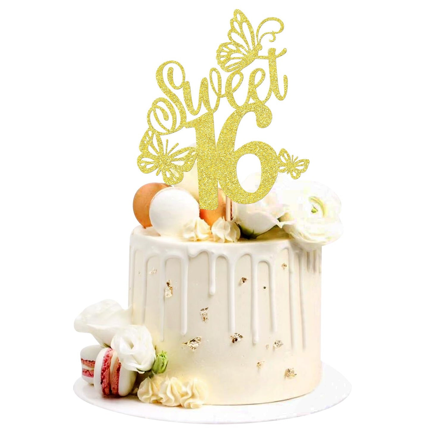 Keaziu 1 Pack Sweet 16 Cupcake Toppers Sweet Sixteen 16 Happy 16 Cake Picks for 16th Birthday Wedding Anniversary Party Cake Dec
