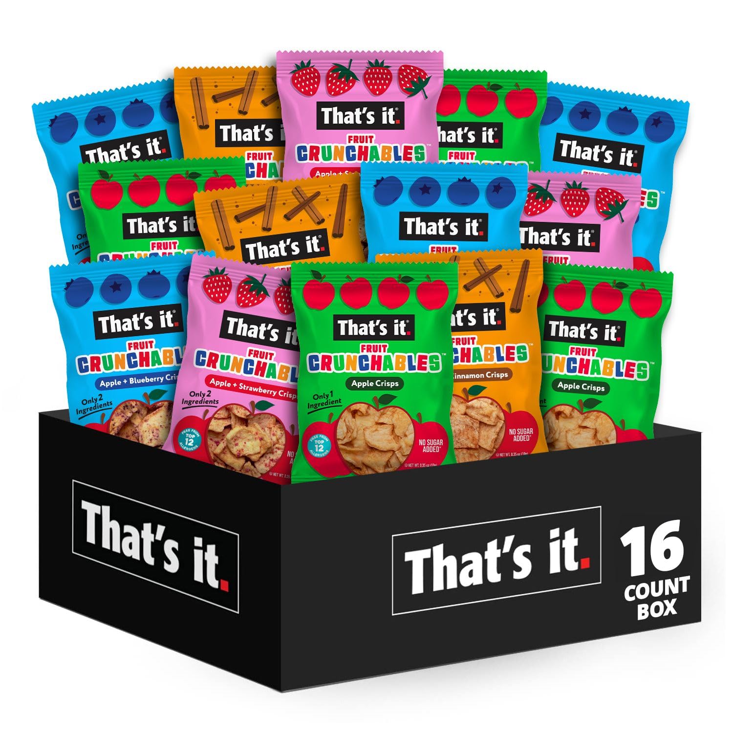 That's it. Fruit Crunchables Variety Pack, Fruit Snacks for Kids, 100% Fruit Crisps, Plant-Based, Non-GMO, Gluten-Free, No Sugar
