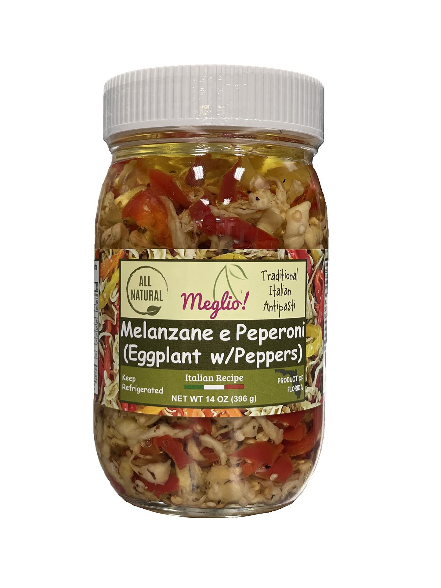 Melanzane e Peperoni (Eggplant w/Bell Peppers) 14 Oz (396 g) - Italian Appetizer, Antipastos, Vegetables, All Natural