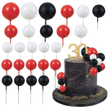 Gyufise 30Pcs Ball Cake Topper Decorations Mini Balloons Cake Topper Sticks Foam Balls Cake Picks Cake Topper Balls Cake Decorat