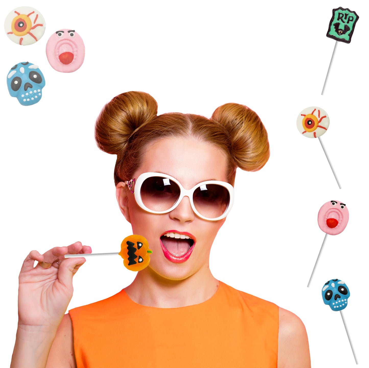 Fruidles Halloween Lollipop Suckers Candy, Spooky Candies, Great for Halloween Party Goody Bag Fillers, Individually Wrapped (12