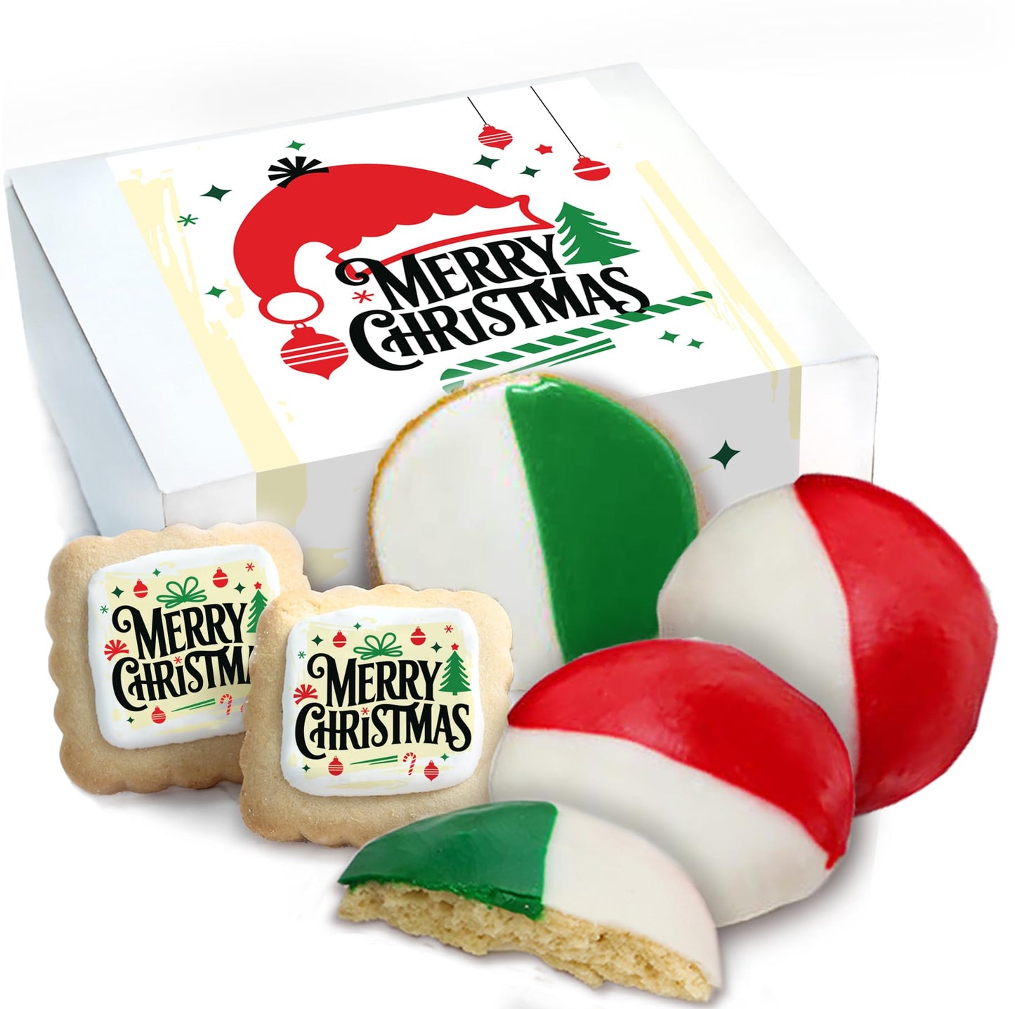 Merry Christmas Colrful Half Moon Care package Gift Basket Cookie For Men Women Kids | INDIVIDUALLY WRAPPED | Large Cookies | (M