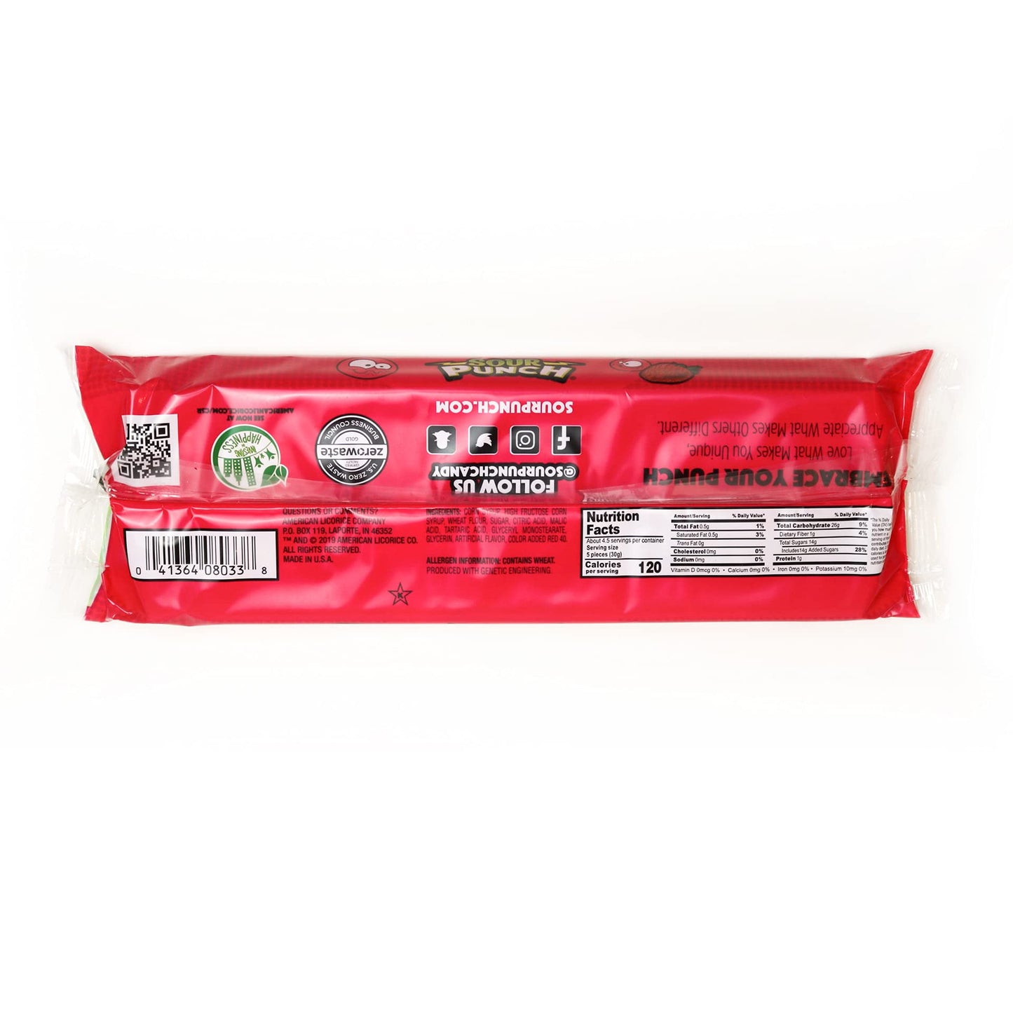 Sour Punch Straws, Sweet & Sour Strawberry Fruit Flavor, Chewy Candy, 4.5Oz Tray (12 Pack)
