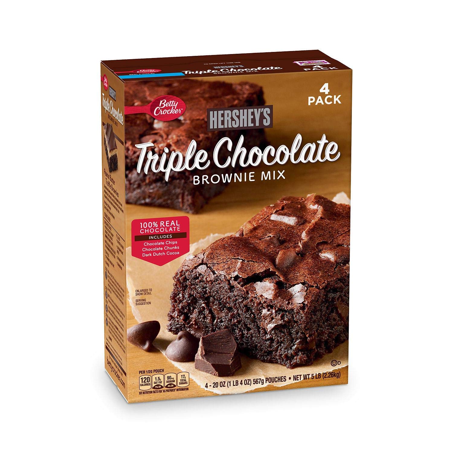 Betty Crocker Triple Chocolate Brownie Mix, 20 oz. each, 4 Pack, Model 980006050