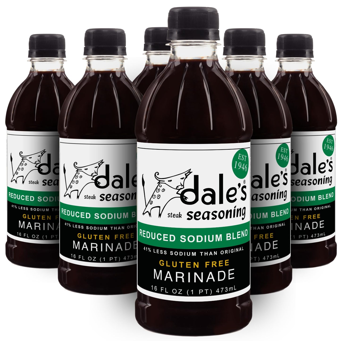 Dales Gourmet Reduced Sodium Steak Seasoning & Marinade, 16 oz Bottles, Cholesterol Free, Gluten Free, Pack of 6
