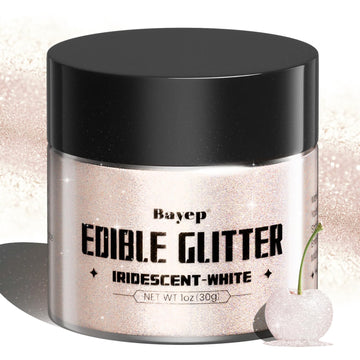 bayep Iridescent-White Edible Glitter for Drinks and Cakes, 30g Luster Dust for Parties and Events