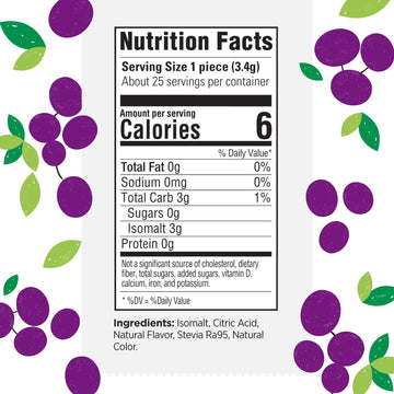 Stevita Hard Candy, Glorious Grape - 25 Individually Wrapped Pieces - Sugar & Aspartame Free - Naturally Flavored & Sweetened -