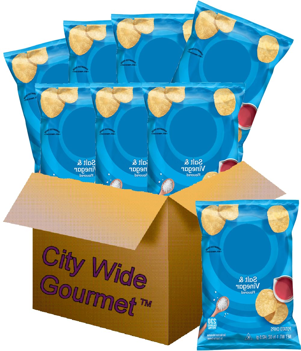 Salt & Vinegar Flavored Potato Chips, 1.5 ounce (Pack of 8) Bundled by City Wide Gourmet