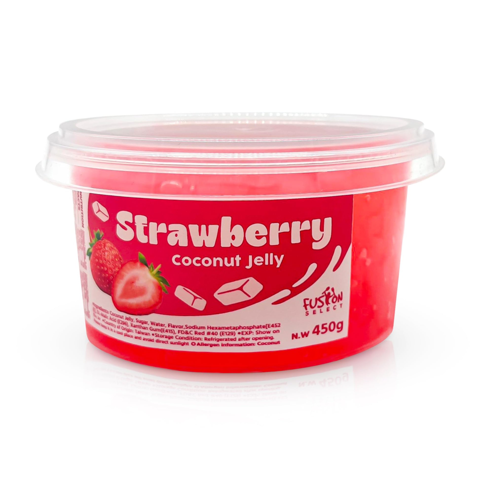 Fusion Select Strawberry Jelly - Fruity Coconut Gel Snacks - 14Oz - Red
