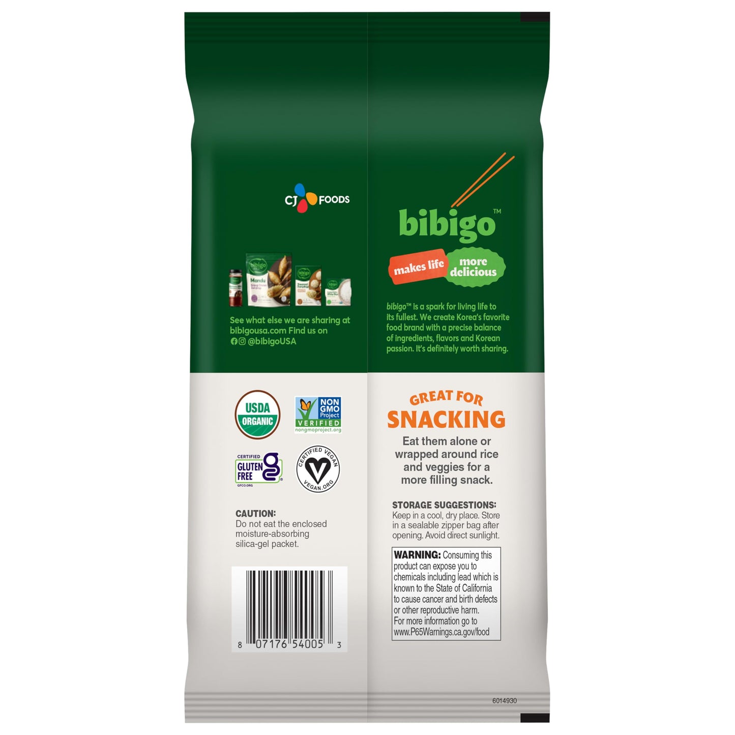 Bibigo Seaweed Snack, Sea Salt Flavor, Non GMO, Gluten Free, 0.35 Ounces (Pack of 12)
