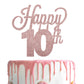 Lingteer Happy 10Th Birthday Rose Gold Cake Topper - Cheers To 10Th Birthday Ten Years Old Birthday Party Cake Decorations Sign.