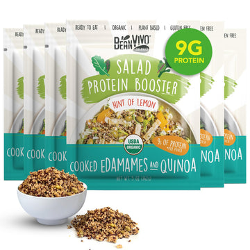 BeanVIVO 6-Pack Salad Protein Booster - Organic cooked Edamame & Quinoa Hint of lemon delivering a burst of taste and 9g of prot