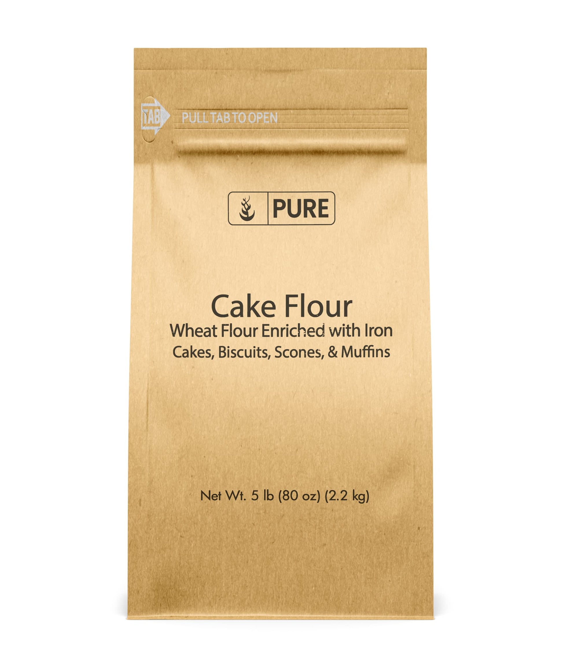Pure Original Ingredients Cake Flour (5 Lb) Enriched Wheat Flour, Non-Gmo