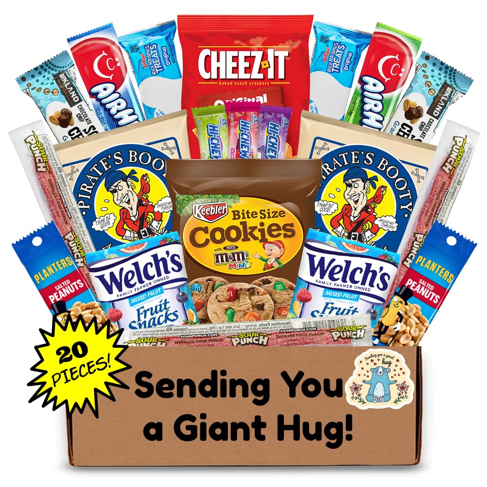 Hangry Kits Sending A Giant Hug Gifts For Men And Women - Send-A-Hug Gift Basket Care Package For Men, To A Friend Or Loved One