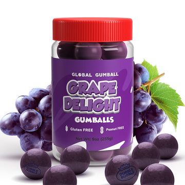 Gumballs In Jar - 1 Inch Large Gumballs - Grape Bubble Gum Purple Gumballs - Kids Chewing Gum - Gumballs For Kids 9 Oz