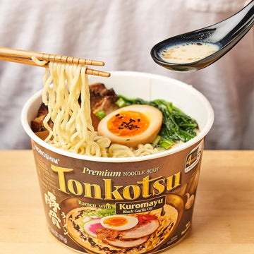Tonkotsu Ramen Bowls Bundle Spicy Sauce Favor - 3.56 Oz Premium Noodle Soup, 6 Counts. Free Taoindustry Chopsticks