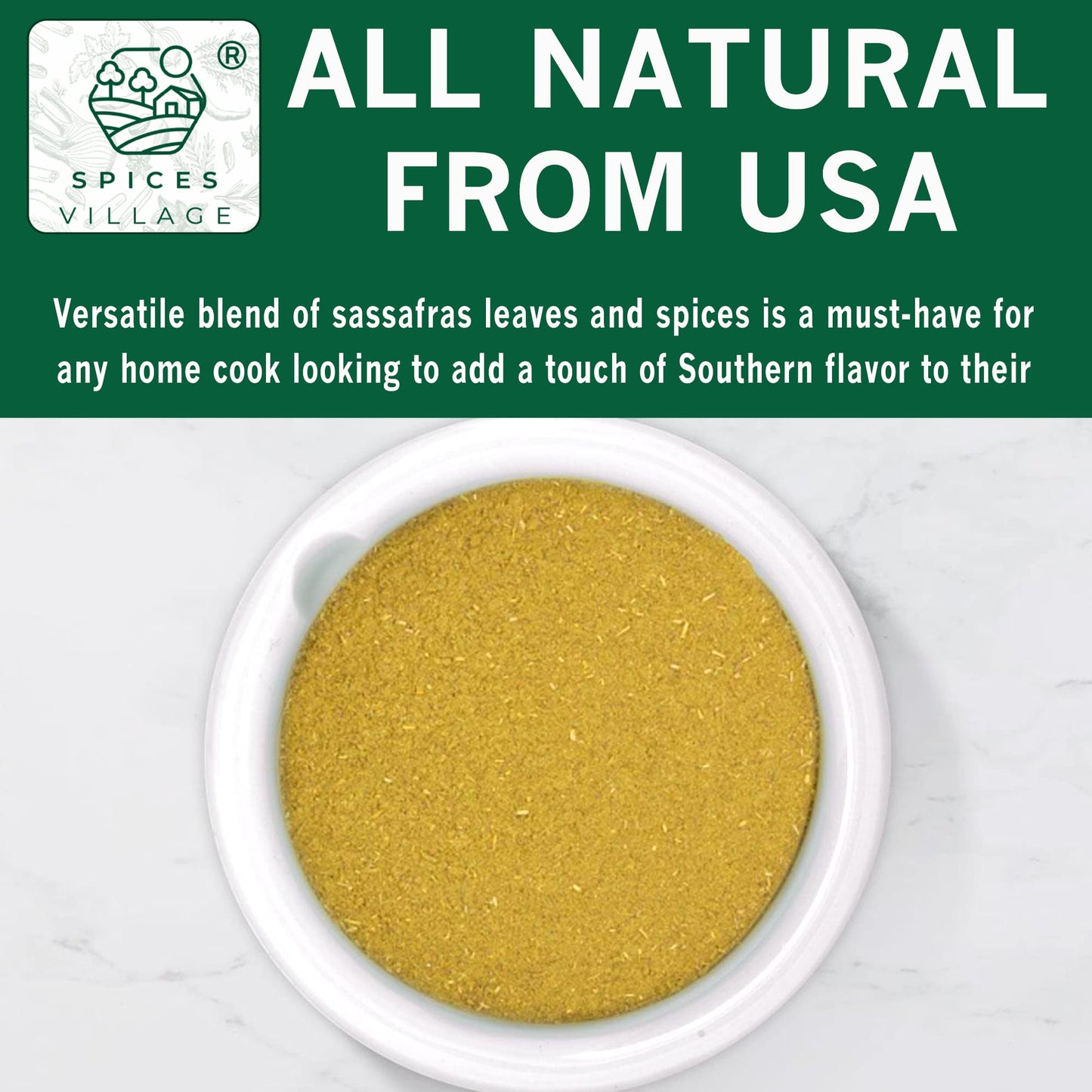 Spices Village Gumbo File [ 4 Oz ] - Gumbo File Powder, Ground Sassafras Tree Leaves, Fil   Powder - Kosher, Gluten Free, Non Gm