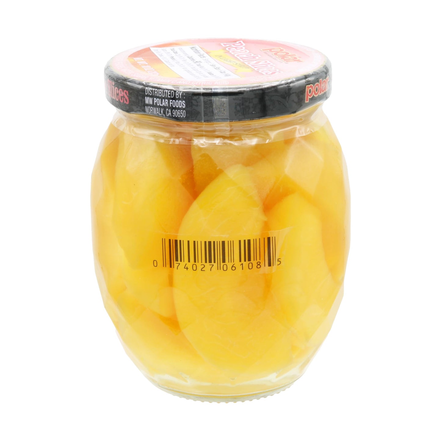 Mw Polar Peach Slices In Light Syrup, Glass Jar 10Oz (Pack Of 12)