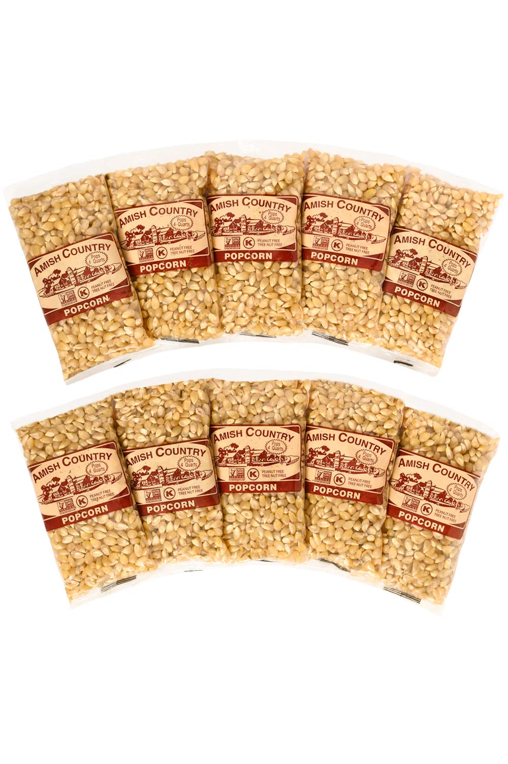 Amish Country Popcorn | 10-4 Oz Bags | Medium White Popcorn Kernels | Old Fashioned, Non-Gmo And Gluten Free