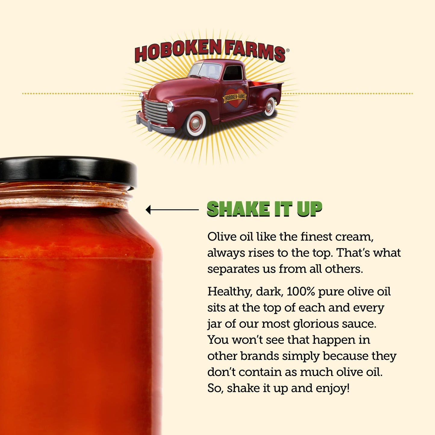 Hoboken Farms Basil Marinara Sauce - No Sugar Added, Low Sodium, Non-GMO, Preservative-Free, Low Carb, Keto - Better For You Pas