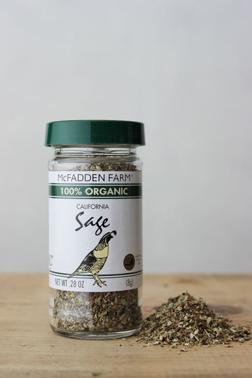 Mcfadden Farm Organic Sage, Dried Herb, Grown And Packed In The U.S.A., 0.28 Oz In Glass Jar
