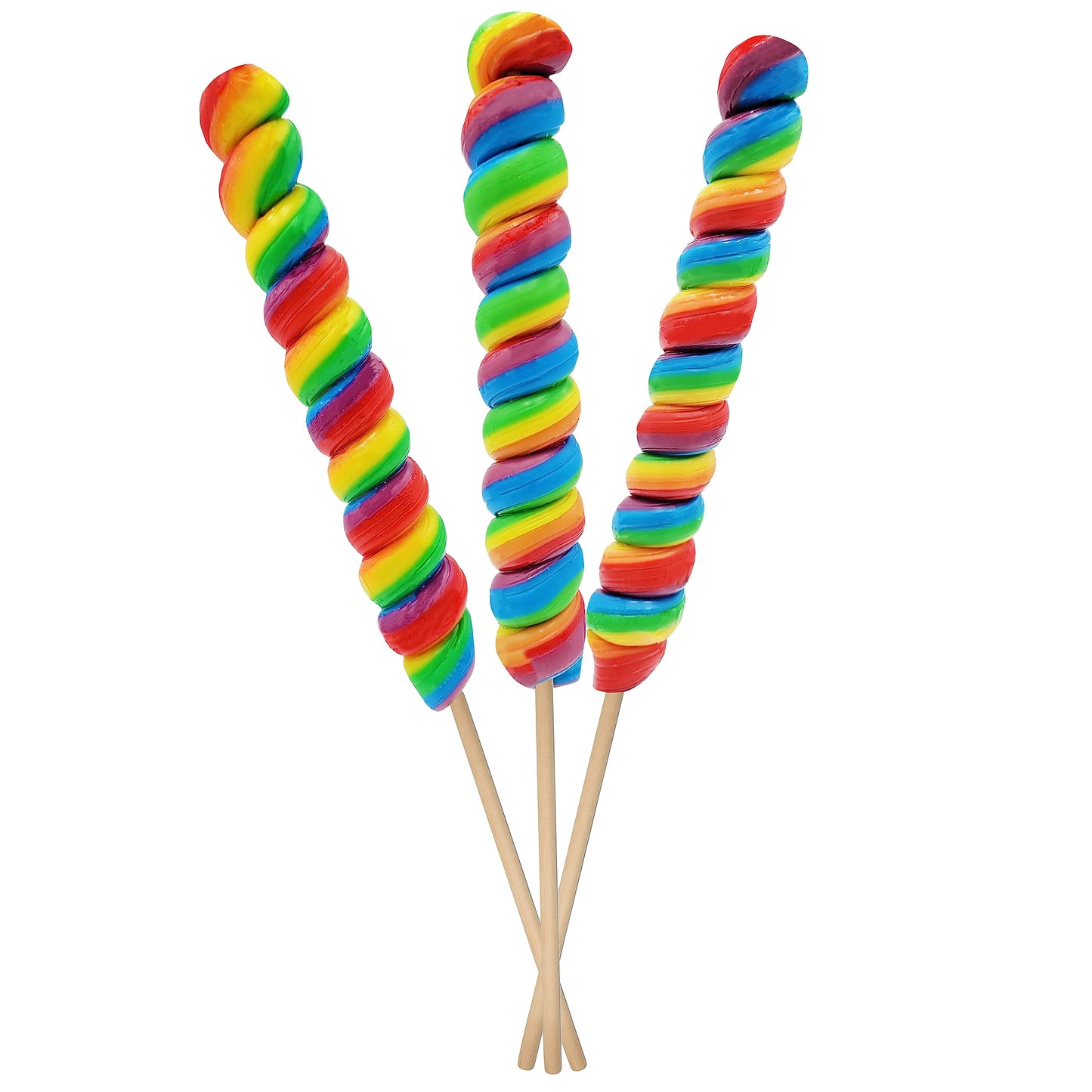 The Dreidel Company Jumbo Rainbow Twist Lollipop 12 Mixed Fruit Flavor 6-Pack Multi Color