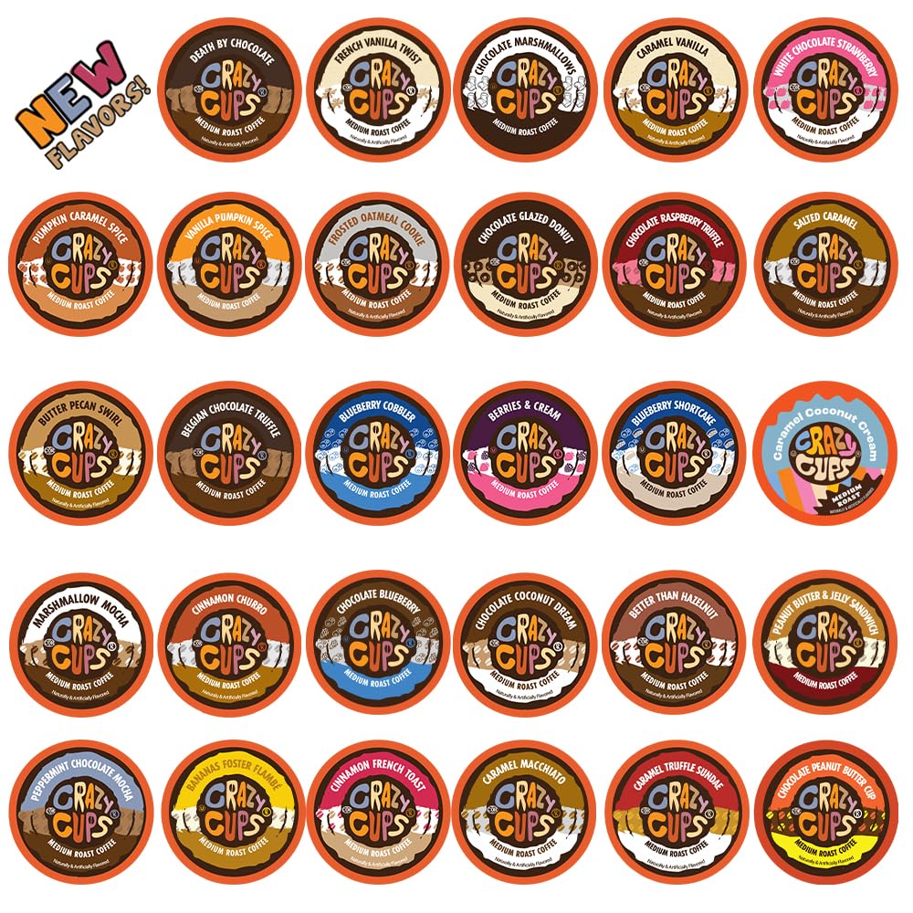 Crazy Cups Flavored Coffee In Single Serve Coffee Pods - Flavor Coffee Variety Pack For Keurig K Cups Machine From Crazy Cups, 3