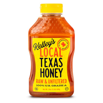 Kelley's Local Texas Honey, 24 oz - 100% Pure, Raw & Unfiltered - All-Natural American Honey for Tea, Smoothies, Yogurt, Toasts 